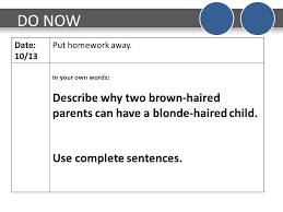 We often discuss the colour of your hair when. Do Now Date 10 13 Put Homework Away In Your Own Words Describe Why Two Brown Haired Parents Can Have A Blonde Haired Child Use Complete Sentences Ppt Download