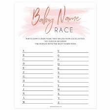 Printable Baby Shower Games Pink Swash Baby Name Race Printable Baby Games Babyshowerideas Babyshow Printable Baby Shower Games Baby Shower Baby Girl Games