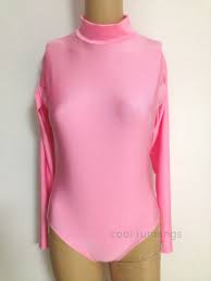 Costumes Hot Pink Long Sleeve Leotard Shiny Spandex Dancewear Super Hero Bodysuit Women