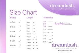 Printable Eyelash Extensions Size Chart Dreamlash