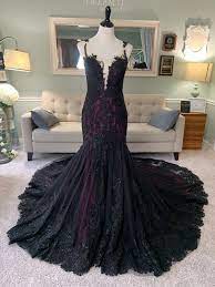 Black And Purple Wedding Dress Gothic Wedding Dress Trumpet Etsy Black Wedding Dresses Purple Wedding Dress Gothic Wedding Dress