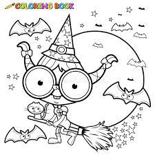 Find & download free graphic resources for halloween witch. Coloring Page Halloween Witch Flying With Broom Stock Vector Illustration Of Outline Fantasy 60346232