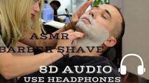 Asmr 8d Audio Face Shave W Shavette Italian Barber Girl Youtube