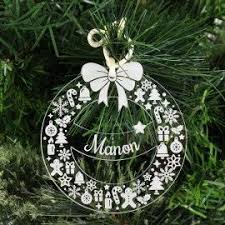Boule Forme Couronne De Noel Avec Prenom Personnalisable Couronne Noel Noel Deco Noel