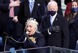 In the past this flamboyant popstar has worn a hat shaped like a telephone and dresses made from kermit the frog dolls, bubbles and meat, so who knows what you might find her wearing in. Inauguration Watch Lady Gaga S Emotional Rendition Of National Anthem Cnet