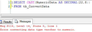Handling Error Converting Data Type Varchar To Numeric In