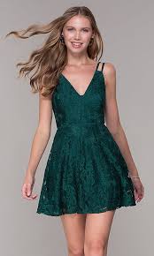 Short Lace V Neck Wedding Guest Dress Promgirl