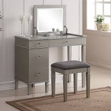 Elecwish vanity table set led mirror touch control makeup dressing table wooden desk stool set. Linon Home Alexandra 2 Piece Vanity Set In Silver Bed Bath And Beyond Canada In 2020 Vanity Set Silver Vanity Bedroom Vanity