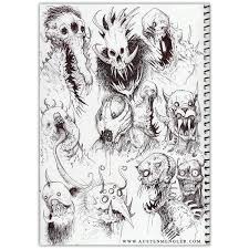 Monsters 01 Original A4 Ink Drawing Monsters Ink Dark Fantasy Art Monster Sketch