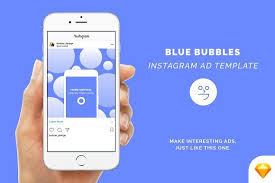 Blue Bubbles Instagram Ad Template Instagram Ads Instagram Ads Design Business Card Template