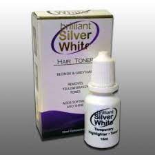Just five drops in a litre of water takes out yellow tones in my white hair and leaves it dazzling white and glossy. Hairdressing Liquid Product Brilliant Silver Hair Toner Brilliant