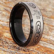 Tungsten Shamrock Ring Celtic Knot Band Tungsten Wedding Etsy Mens Wedding Rings Mens Celtic Wedding Bands Black Tungsten Wedding Band