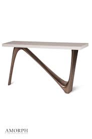 Amorph Contemporary Style Console Table Bronze Finish Base With White Lacquer Top Futuristic Style In 2020 Contemporary Furniture Mdf Wood Innovative Furniture