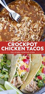 Easy Crockpot Chicken Tacos Yellowblissroad Com Recipe Summer Crockpot Recipes Crock Pot Tacos Chicken Crockpot Recipes