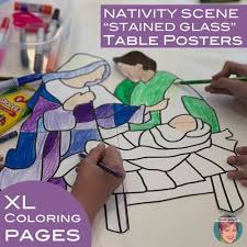 For you to know, there is another 39 similar images of stained glass coloring pages religious that daryl denesik uploaded you can see below Christian Christmas Nativity Scene Stained Glass Coloring Table Posters