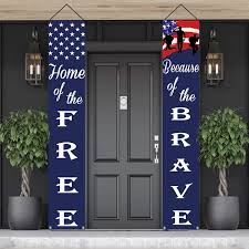 2020 popular 1 trends in home & garden, automobiles & motorcycles, sports & entertainment, apparel accessories with patriotic posters and 1. Amazon Com American Flag Patriotic Soldier Porch Sign Banners Patriotic Decoration For Memorial Day 4th Of July Decor Hanging Independence Day Veterans Day Labor Day Hanging Banner For Yard Indoor Outdoor Health Personal Care