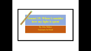 Analysis Of Sonnet 19 When I Consider How My Light Is Spent By Milton I Sonnets Milton Analysis