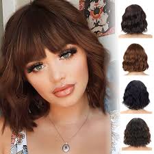 Bangs Synthetic Curly Wigs for sale