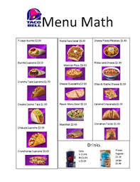 See how far you can get! Taco Bell Menu Math By Lifeskills Connections With Mrs Ng Tpt