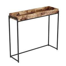 Reclaimed wood console table with metal legs. Safdie Co Console Table Sunken Tray 35 5 In X 39 5 In Brown Reclaimed Wood And Black Metal Rona
