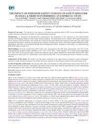 Pdf The Impact Of Employee Safety Climate On Safety Behavior In Small Medium Enterprises An Empirical Study