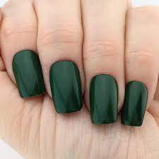 Green Press On Nails Matte Green Dark Green Pop On Nails Acrylic Nails Hand Painted Custom Hunter Green Nail Art Press Gelnagel Motive Nagellack Nails