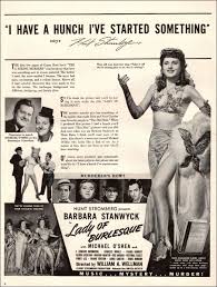 1943 WW 2 movie AD LADY OF BURLESQUE , Barbara Stanwyck Dir Wm. Wellman  041422