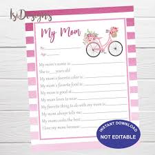 Though two of its characters are transvestite. All About My Mom Kid Questionnaire Instant Download Mother S Day Card By Isi Designs Catch My Party