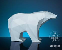 Polar Bear Low Poly Paper Craft Animal Sculpture Pdf Template And Assembly Guide Download Paid Instructions Bear Sculptures Paper Art Sculpture Polar Bear