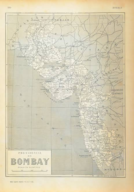 British Era Bombay Presidency Map, 1900 - Past-India