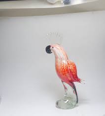 Vintage Signed Murano Formia Art Glass Exotic Cockatoo Bird Glass Art Bird Sculpture Vintage Signs