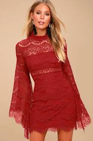 Bewitching Babe Wine Red Lace Bell Sleeve Dress Red Bell Sleeve Dress Lace Bell Sleeve Dress Bell Sleeve Dress
