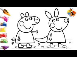 This is a high resolution digital download. Coloring Peppa Pig And Kylie Kangaroo Coloring Page For Kids Youtube