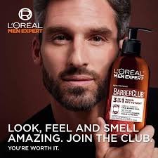 L'Oréal Paris Men Expert Nettoyant 3 en 1 pour la barbe, cheveux et visage,  pour hommes avec barbe