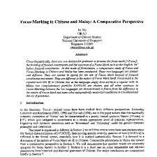 Nota biologi ( in malay ). Focus Marking In Chinese And Malay A Comparative Perspective Acl Anthology