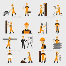 Construction Worker Icons Flat Icons Set Flat Icon Construction Worker