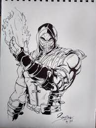 Draw an oval shape head. Scorpion Mk11 Coloring Pages