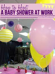 You'll find fun themes, games, party food recipes, and creative gifts! How To Host A Baby Shower At Work Sew Woodsy Work Baby Showers Surprise Baby Shower Office Baby Showers