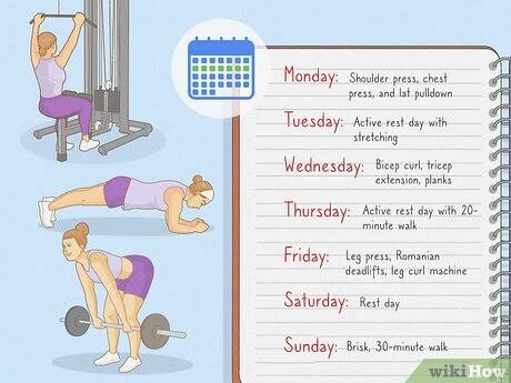 A balanced beginner split alternates workout days with active rest., AI generated