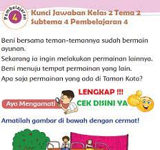 Lengkap Kunci Jawaban Kelas 2 Tema 2 Subtema 4 Pembelajaran 4 Kunci Jawaban Tematik Lengkap Terbaru Simplenews