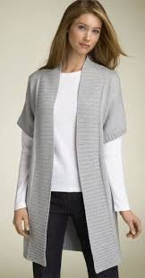 Acik Gri Onu Lastikli Uzun Bayan Orgu Yelek Modeli Knit Vest Pattern Knitting Designs Sweater Knitting Patterns