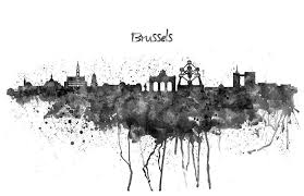 Black And White Skyline Art Brussels Black And White Skyline Silhouette Digital Art By Marian Voicu Skyline Silhouette Silhouette Painting Silhouette Art
