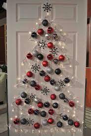 No Tree No Problem Make A Free Form Tree On Your Wall Or Door All You Need Are Last Year S Lights Ornaments Wall Christmas Tree