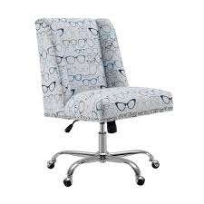 Linon Home Decor Alex Glasses Print And Chrome Base Office Chair Grey In 2020 Home Office Chairs Linon Home Decor Office Desk Chair