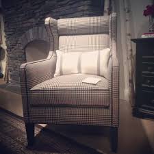 Apartment Therapy Menswear Inspired Fabric On This Wing Back At Drexel High Point Furniture High Point Furniture Market Cream Sofa Design