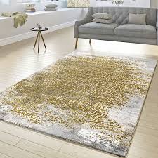 Designer Teppich Wohnzimmer Kurzflor Teppich Florale Ornamente Grau Gold Gelb Ebay Teppich Wohnzimmer Teppich Design Teppich Grun