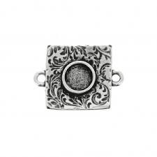 Intercalaire Porte Cabochon 6 Mm Carre Travaille 20x14mm Argente Vieilli X1 Pendentif Perle Perle Intercalaire