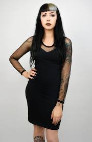 The Slimming Fitted Little Black Dress Essential But Add The Mesh Neckline And Sleeves And Somehow Even By Adding More Coverage You Long Sleeve Mesh Dress Mesh Dress Dresses