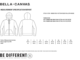 Bella Canvas Unisex Hooded Pullover Sweatshirt 3739 Size