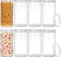 8 Pack Clear Plastic Jars with Lid, 46 OZ Round Candy Storage Jars, Empty  Large Mason Jars, Tall PET Canisters Cylinders, Wide Mouth Pantry Container  ...